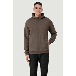 Kirkland Signature Men's L Brown Full-Zip Hoodie Jacket Organic Cotton L1343